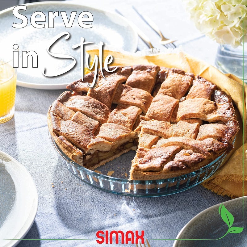 Simax Glass Pie Pan, 11 Inch Round Pie Plate, Glass Baking Dish, Fluted Pie Holder, Oven Safe Tray, Borosilicate Glass - Image 3